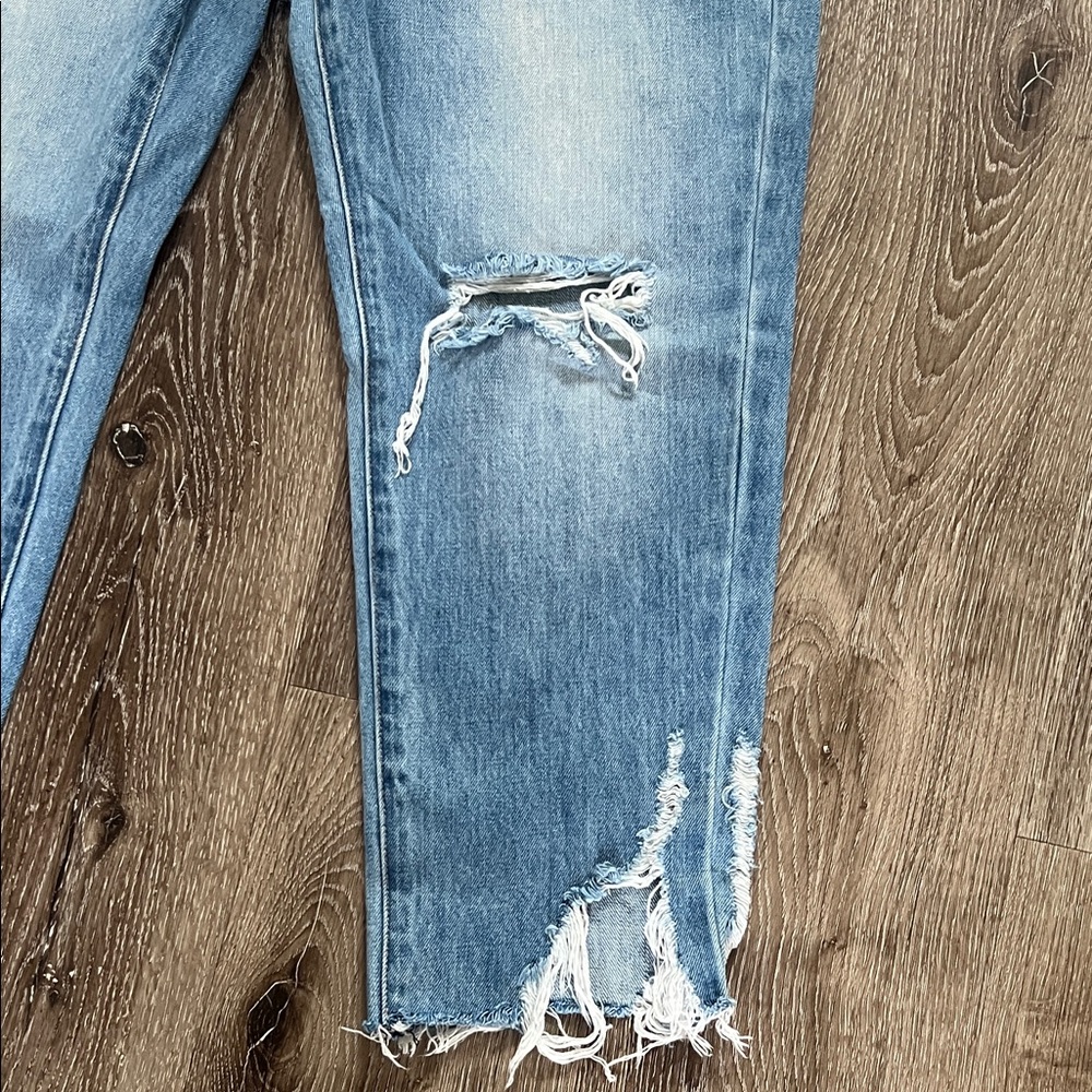 Fashion Nova Light Blue Denim Jeans with Black Waistband - Picture 6 of 9
